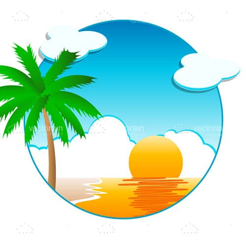 Sunny Beach Scene in Sphere Graphic